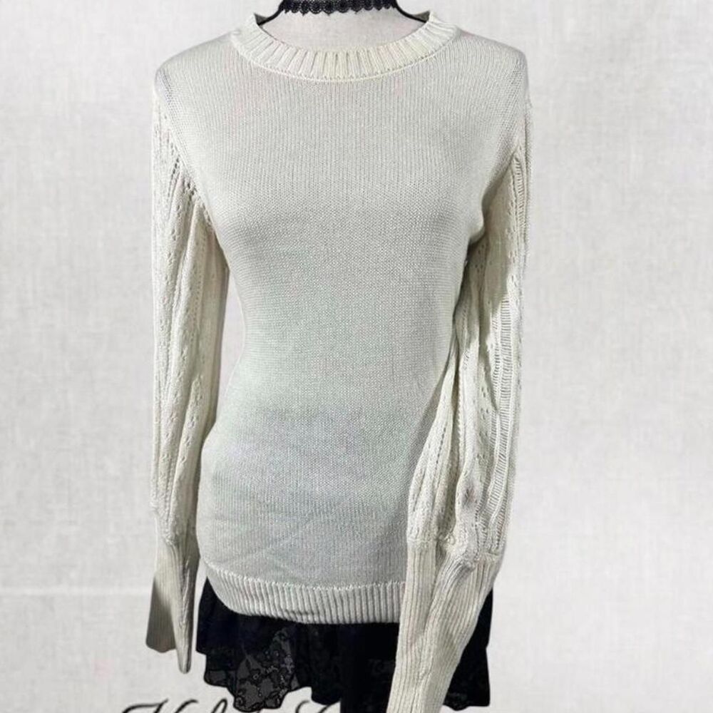 Cozy Coquette Cream Long Knit Sleeve Top
